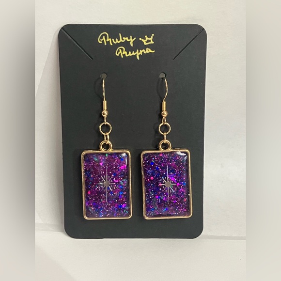 Galaxy Inspired earrings- Handmade by Ruby Reyna Arts - Picture 3 of 4